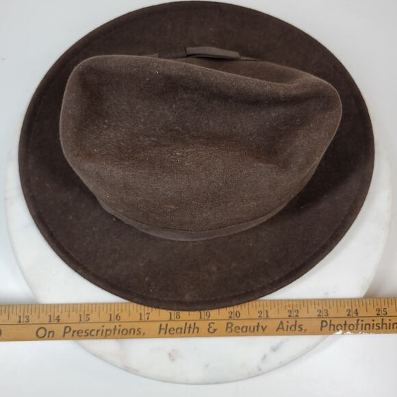 Indiana Jones Brand Wool Hat Mens Small Brown Stylish Bow Ribbon Band 12\